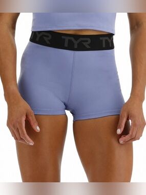 TYR Base Kinetic 2” Mid-Rise Training Shorts Blue Ice Size M 8 NWT